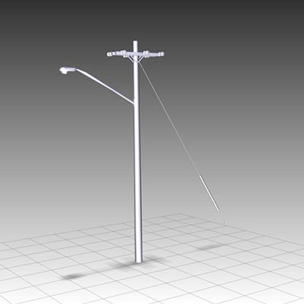 3d telephone poles untextured model - IWAssembly-Crossarm - Three Phase - Double Deadend - Double Line Arm - 10 by IWTS